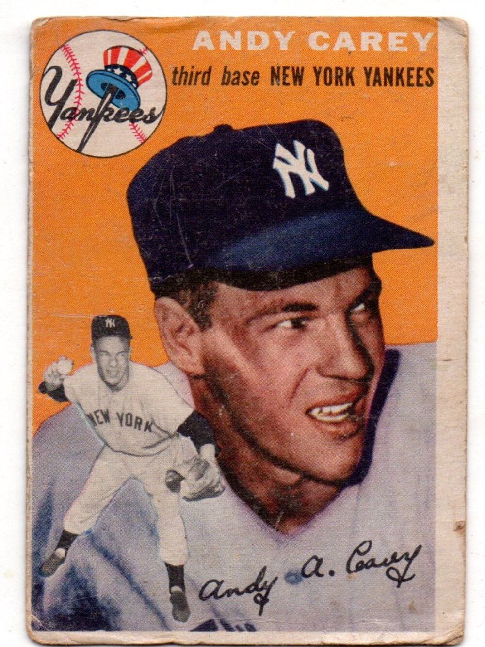 1954 Andy Carey Baseball Card - Topps 105
